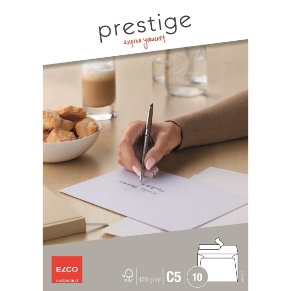 Elco Prestige Kuvert C5, 10 kuvert/fp Vit