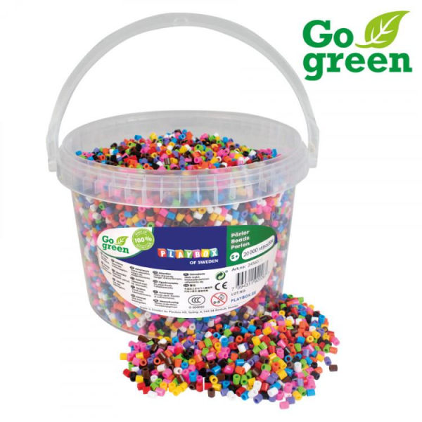 Pärlset I'm green bioplast midirörpärlor, Ø 5mm, 20000 pärlor/fp multifärg
