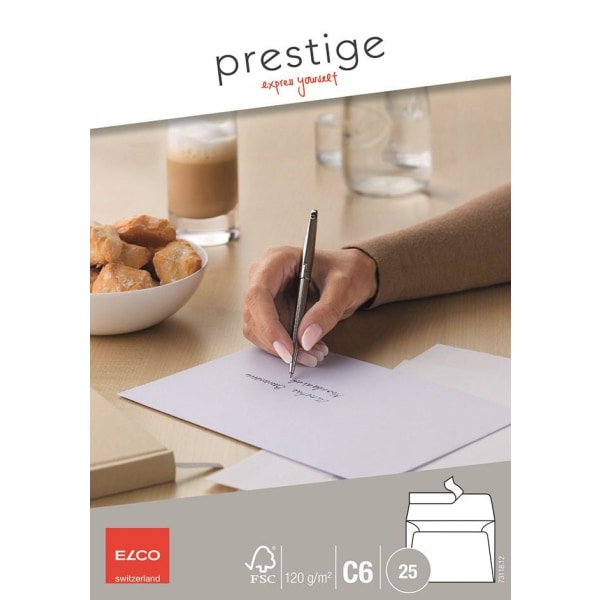 Kuvert Elco Prestige Kuvert C65 (C5/6), 25 kuvert/fp Vit
