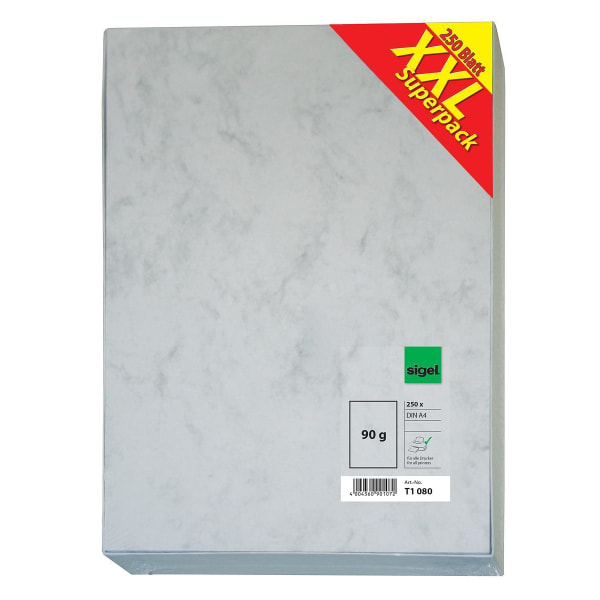 Kopieringspapper Sigel Marmor/Marble Grey (T1 080) A4 90g, 250 a multifärg