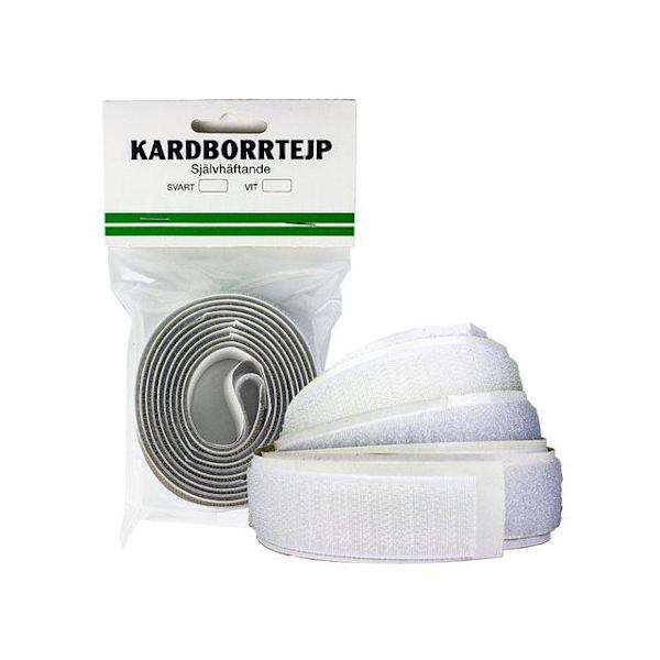 Kardborrtejp, Etab 2004, 20mm x 1 meter, Vit Vit