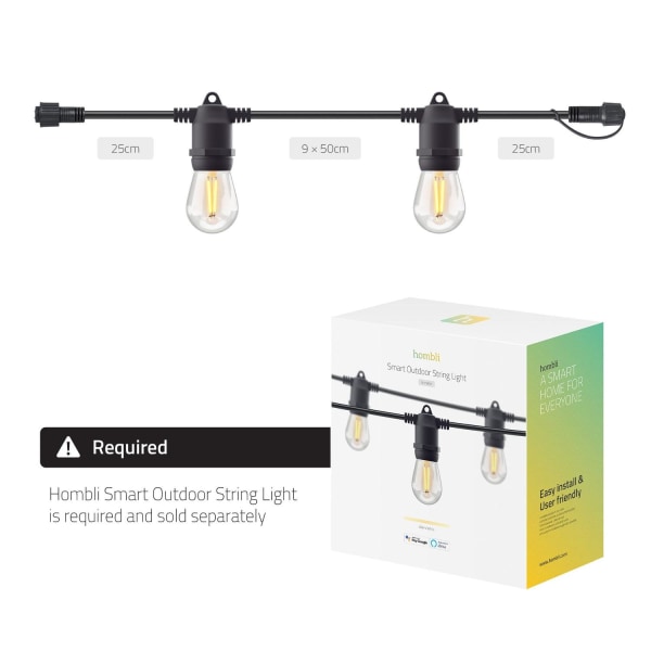 Förlängning WiFi Hombli Smart Outdoor Light String Extension 5m Svart