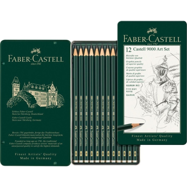 Ritset Pennset + Ritblock A4 Faber-Castell Castell 9000 5B-5H multifärg