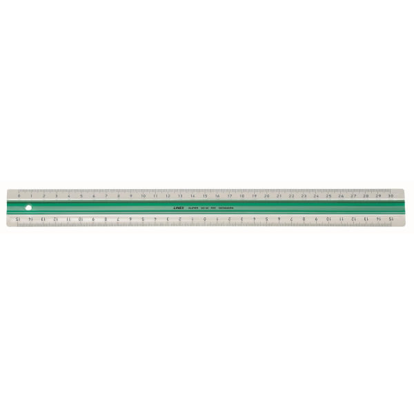 Linjal Linex, dubbel, antiglid, plast, 30cm cm/mm-gradering Grön