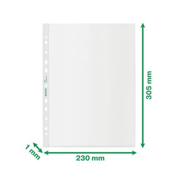 Plastfickor/Plastficka Leitz Recycle, A4, 0,10mm, präglad 25/fp Transparent