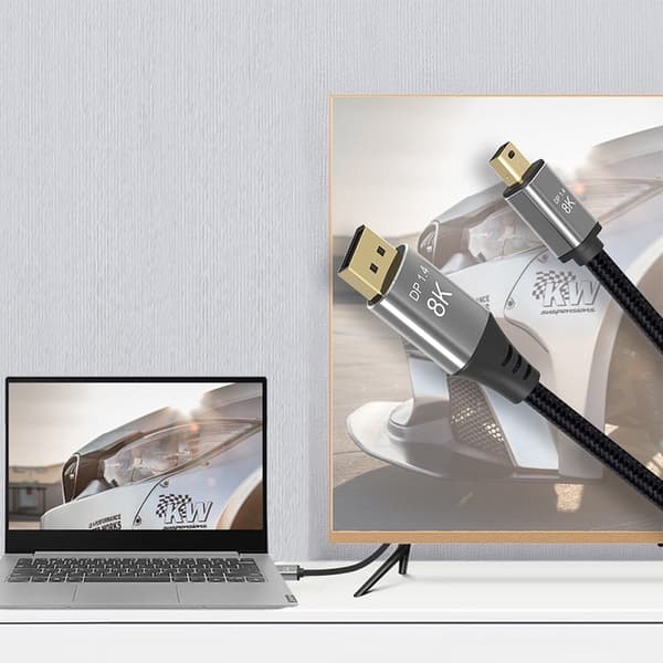 NÖRDIC 2m Mini DisplayPort–DisplayPort-kaapeli 8K@60Hz 4K@240Hz 32.4Gbps