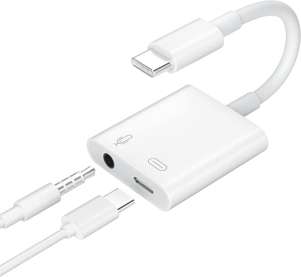 NÖRDIC USB-C til 3,5 mm lydadapter, USB-C hovedtelefonadapter og PD 60W opladning White