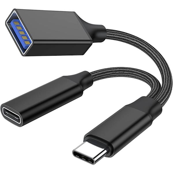 NÖRDIC USB-C til USB-A og USB-C PD60W opladeradapter 13 cm