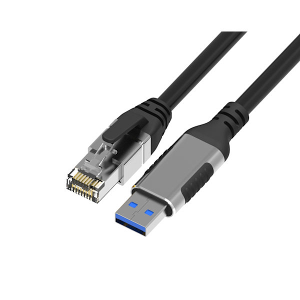 NÖRDIC 10m USB-A 3.1 - RJ45 1Gbps LAN Windows, MacOS, Linux, ChromeOS Black