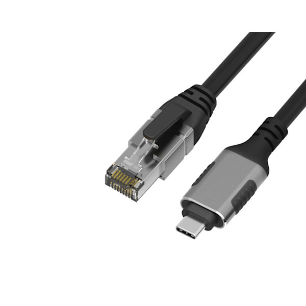 NÖRDIC 10m USB-C 3.1 til RJ45 1Gbps LAN Windows, MacOS, Linux, ChromeOS Black