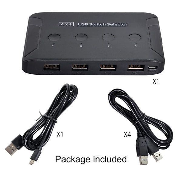 NÖRDIC 4 til 4 USB-A 3.0 5Gbps Switch Black
