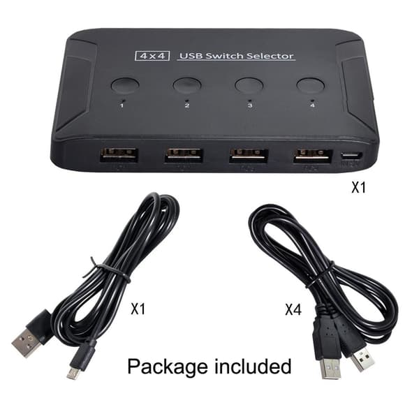 NÖRDIC 4 till 4 USB-A Switch USB3.0 5Gbps Svart