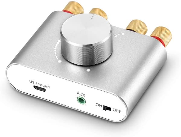 Bluetooth 5.0 stereoforstærker digital audio-forstærker 2x50W AUX / USB / BT sølv Silver