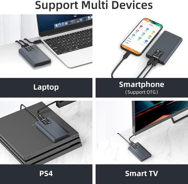 Maiwo K2022S eksternt kabinet til harddiskkloning M.2 SATA SSD USB3.2 5Gbps 1:1