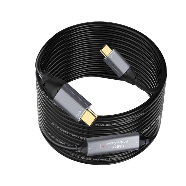 NÖRDIC 20m Aktiv USB 3.0 C til C-kabel, 5Gbps Super Speed USB-kabel