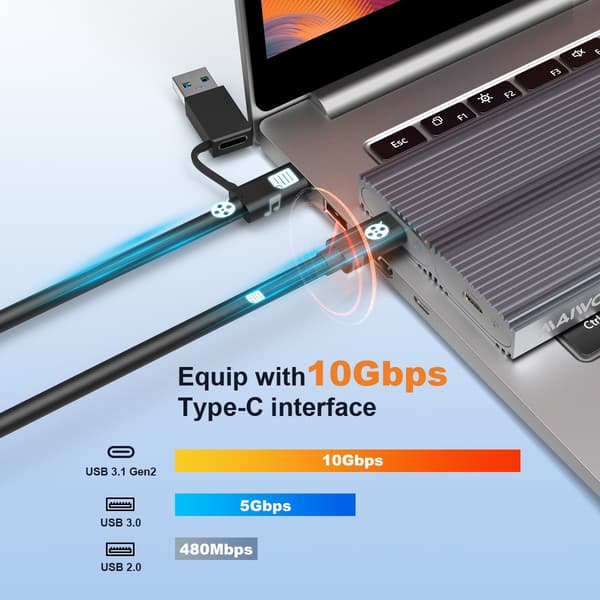 Maiwo K1202P Dual Disk NVMe SSD-kabinet USB-C 3.1 GEN2 10 Gbps
