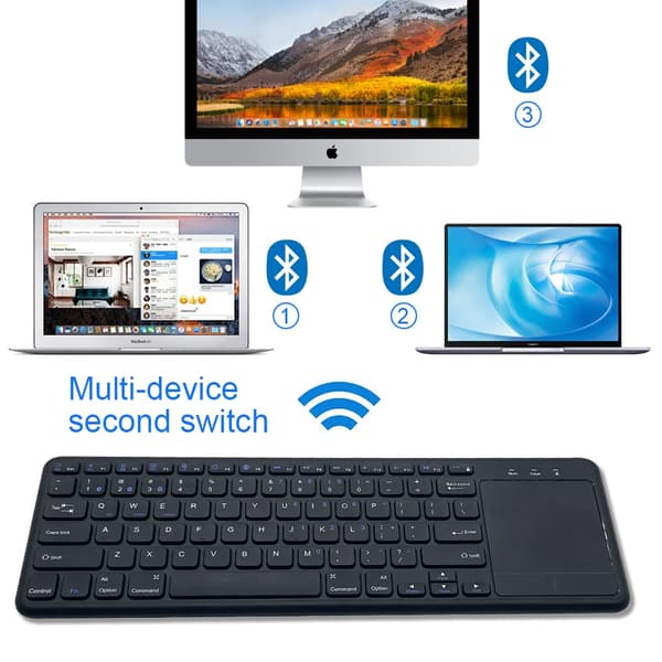 NÖRDIC trådløst 2.4G tastatur med touchpad 78 taster iOS Android Windows arabisk layout