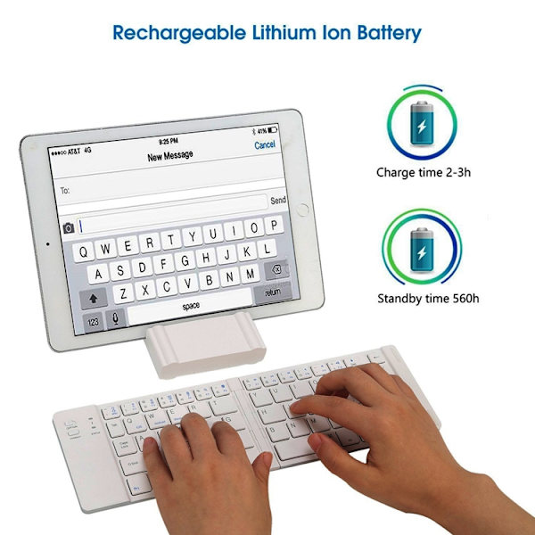 NÖRDIC Vikbart Bluetooth Tangentbord 66 tangenter  US Layout Vit Vit