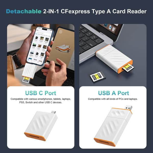 NÖRDIC USB-A, USB-C 3.0 Kortinlukija CFexpress Type A UHS-I