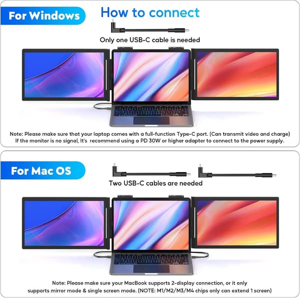 Laptop 14" Dual Screen Extender, 1920×1200p 60Hz, IPS, Ultra tynd og Let