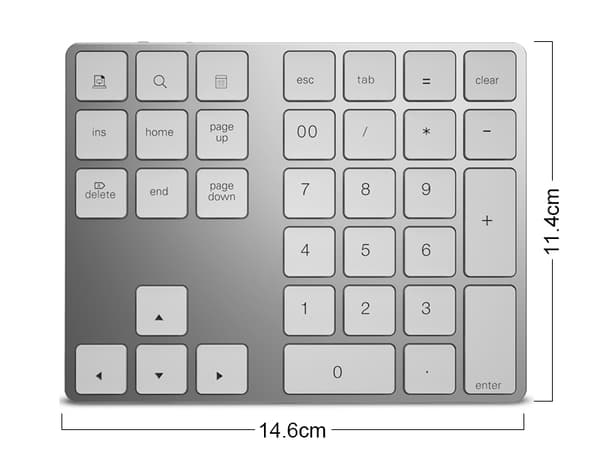 NÖRDIC Bluetooth numeriskt tangentbord 34keys Windows iOS Android Silver