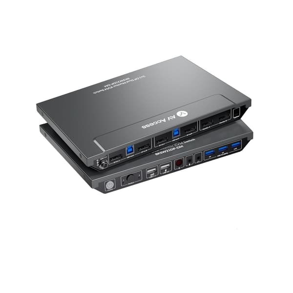 AV Access 8K DisplayPort KVM-switch til to computere til to skærme Black