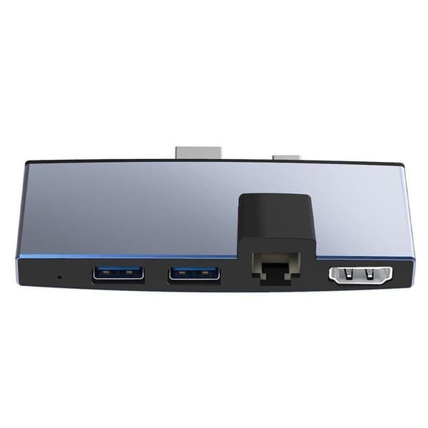 NÖRDIC USB-dockingstation til MicroSoft Surface Pro 1xHDMI4k30Hz 2xUSB-A 5Gbps 1xRJ45 LAN og 1xTF og 1xSD Silver