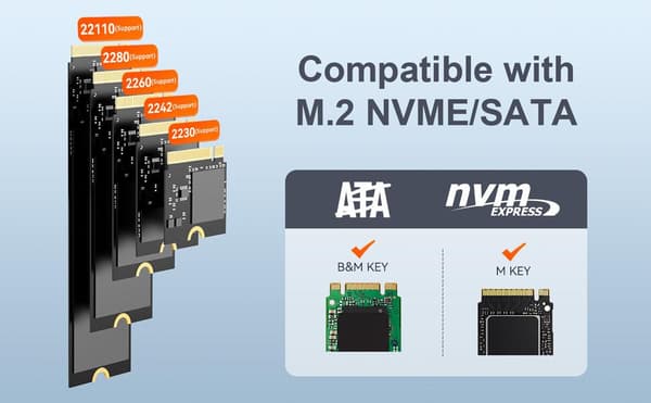 Maiwo K1698P2 USB-C 3.2 dockingstation til NVMe/SATA M.2 SSD 10 Gbps