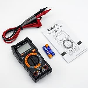 Digital multimeter, DC-/AC-voltmeter, ohm-, volt- og amperemåler samt kontinuitets- og diodespændingstester til husholdningsstik