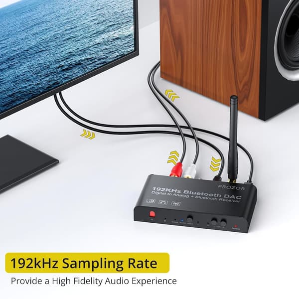 Digital til analog konverter med Bluetooth, 192 khz DAC stereo Black