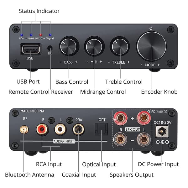 NÖRDIC Bluetooth Hifi Class-D forstærker og digital til analog konverter DAC