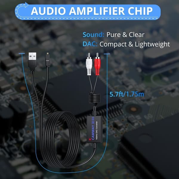 NÖRDIC Digital til Analog Lydkonverter, Optisk/SPDIF til RCA 192kHz DAC