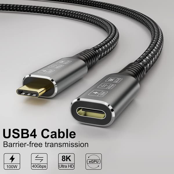 NÖRDIC USB 4 jatkokaapeli 2m 40Gbps 100W 8K60Hz