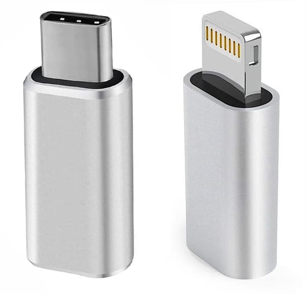 NÖRDIC 2-in-1 -sovitinsarja USB C–Lightning naaras ja Lightning ur–USB C na (non-MFI) alumiinia Silver