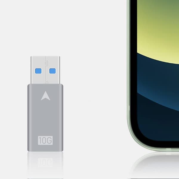 NÖRDIC USB3.2 Gen2 USB-C til USB-A adapter 10Gbps metal Silver