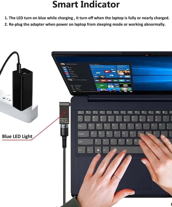 NÖRDIC USB-C til bærbar opladningsadapter, USB-C til DC-stik, 100W PD, DC 7,4×5,0mm til HP
