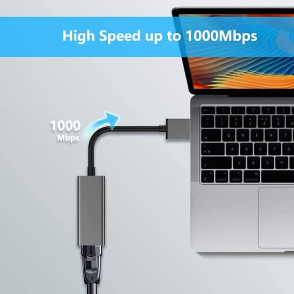 NÖRDIC USB A 3.1 til Giga Ethernet netværk adapter 17cm plads grå aluminium Grey