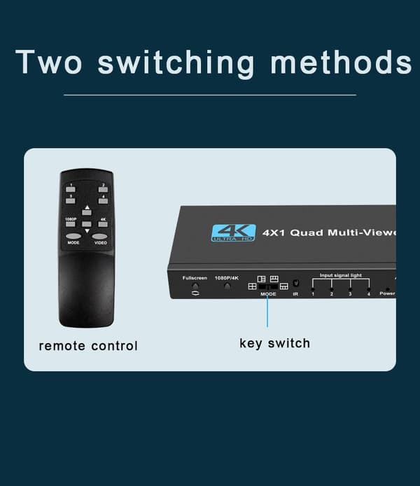 NÖRDIC HDMI skaalauskytkin 4-1 Multiviewerilla 4K30hz HDCP1.4