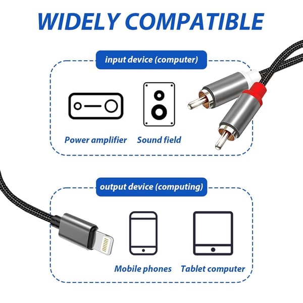 NÖRDIC Lightning (ei MFI) RCA-äänikaapeli 3m