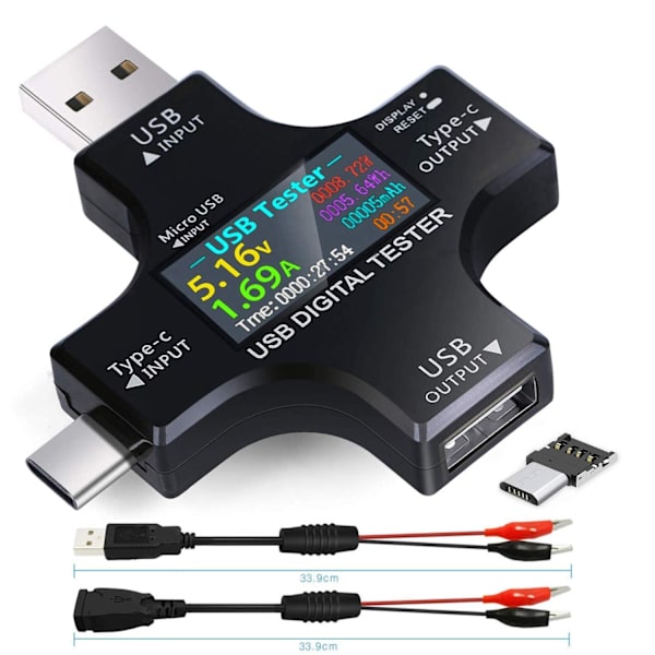 NÖRDIC USB digital tester til måling af strømflow Black