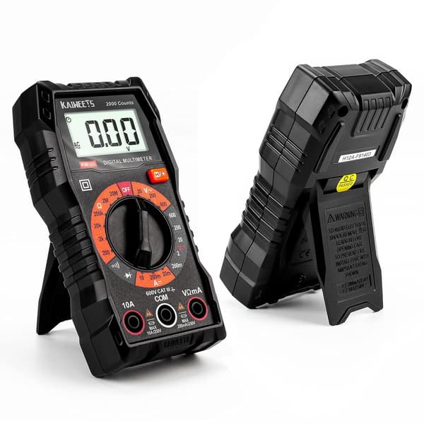 Digital multimeter, DC-/AC-voltmeter, ohm-, volt- og amperemåler samt kontinuitets- og diodespændingstester til husholdningsstik