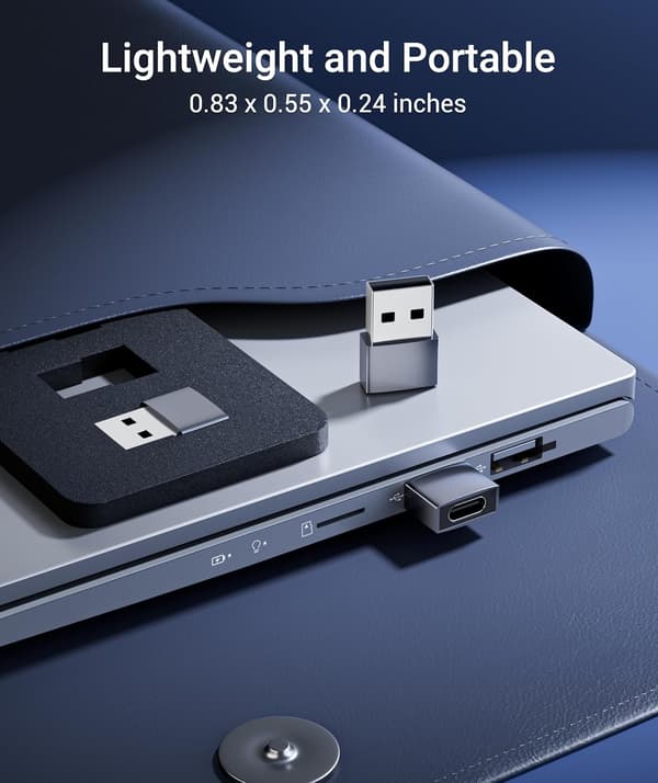 NÖRDIC USB C till OTG USB A mini adapter metal svart