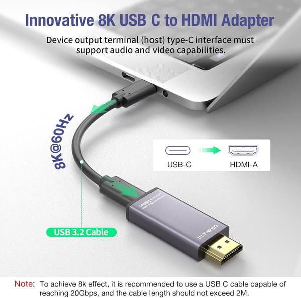 NÖRDIC USB-C til HDMI 8K60Hz adapter Grey