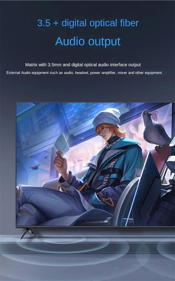 NÖRDIC HDMI Matrix 4x4 switch 4K 60Hz med ljudöverföring