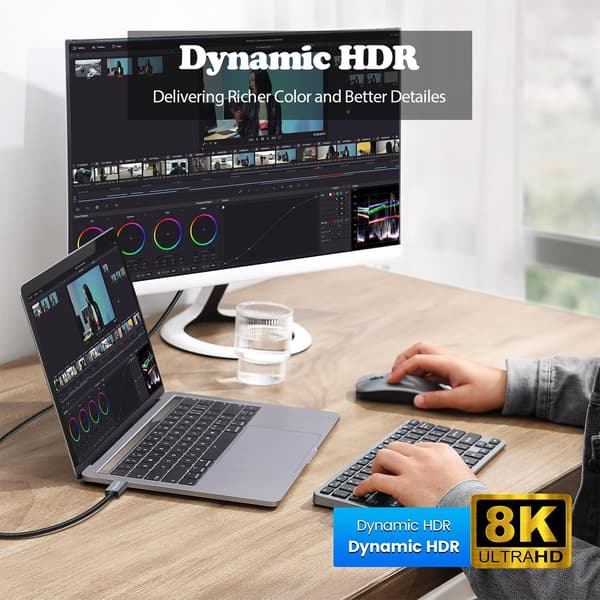 NÖRDIC 2m Mini DisplayPort–DisplayPort-kaapeli 8K@60Hz 4K@240Hz 32.4Gbps