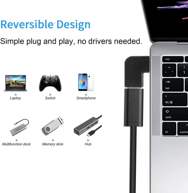 NÖRDIC USB C 3.1 Kulmikas sovitin uros-naaras