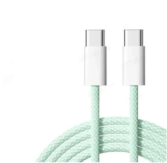 NÖRDIC 0,5 m USB 2.0 USB-C–C -kaapeli iPhone 15/15 Pro/15 Plus/15 Pro Max 3A 480 Mbps 60 W vihreä Green