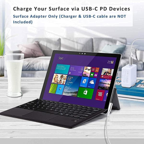 NÖRDIC USB-C ladeadapter for Microsoft Surface 15V3A 45W Black