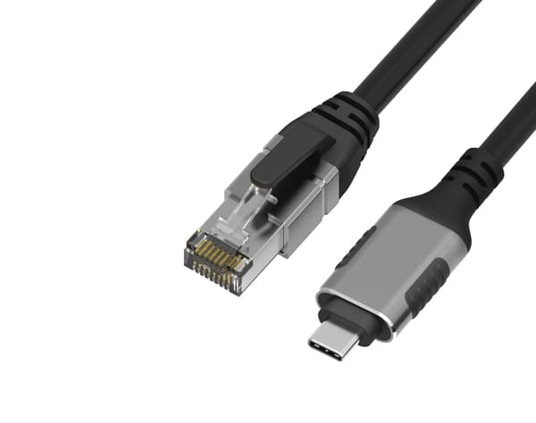 NÖRDIC 3m USB-C 3.1 till RJ45 1Gbps LAN Windows, MacOS, Linux, ChromeOS Svart