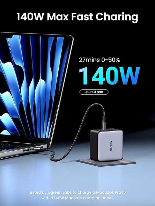 UGREEN Nexode X 160W USB C-oplader, PD 3.1 4-Port GaN-oplader Grey